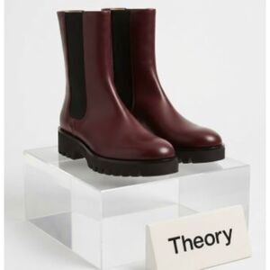 Theory Women's Burgundy Chelsea Lug Ankle Boots Booties Sz 5 NIB 498